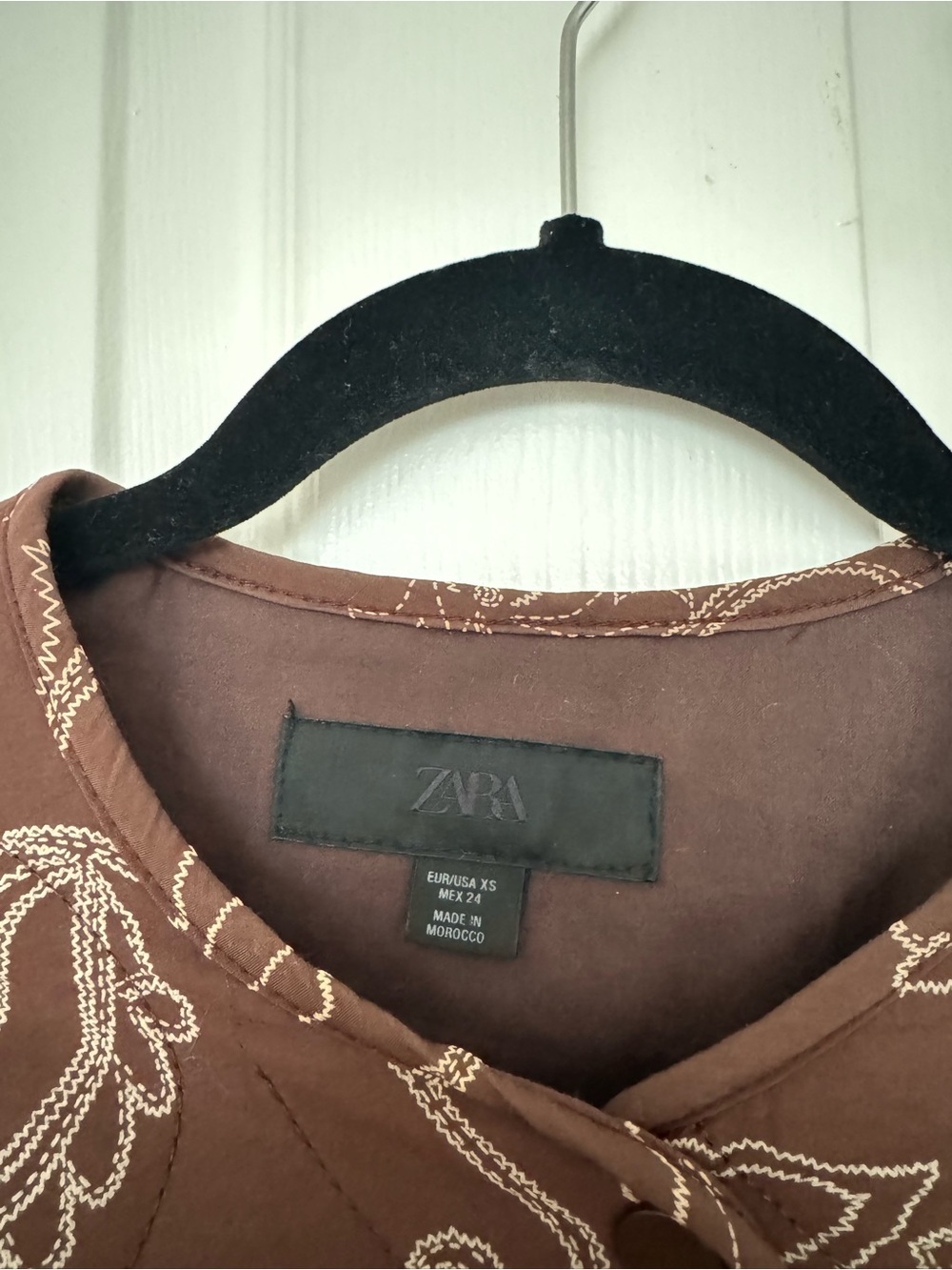 Zara Brown Floral Quilted Puffer Jacket - Picture 2 of 3